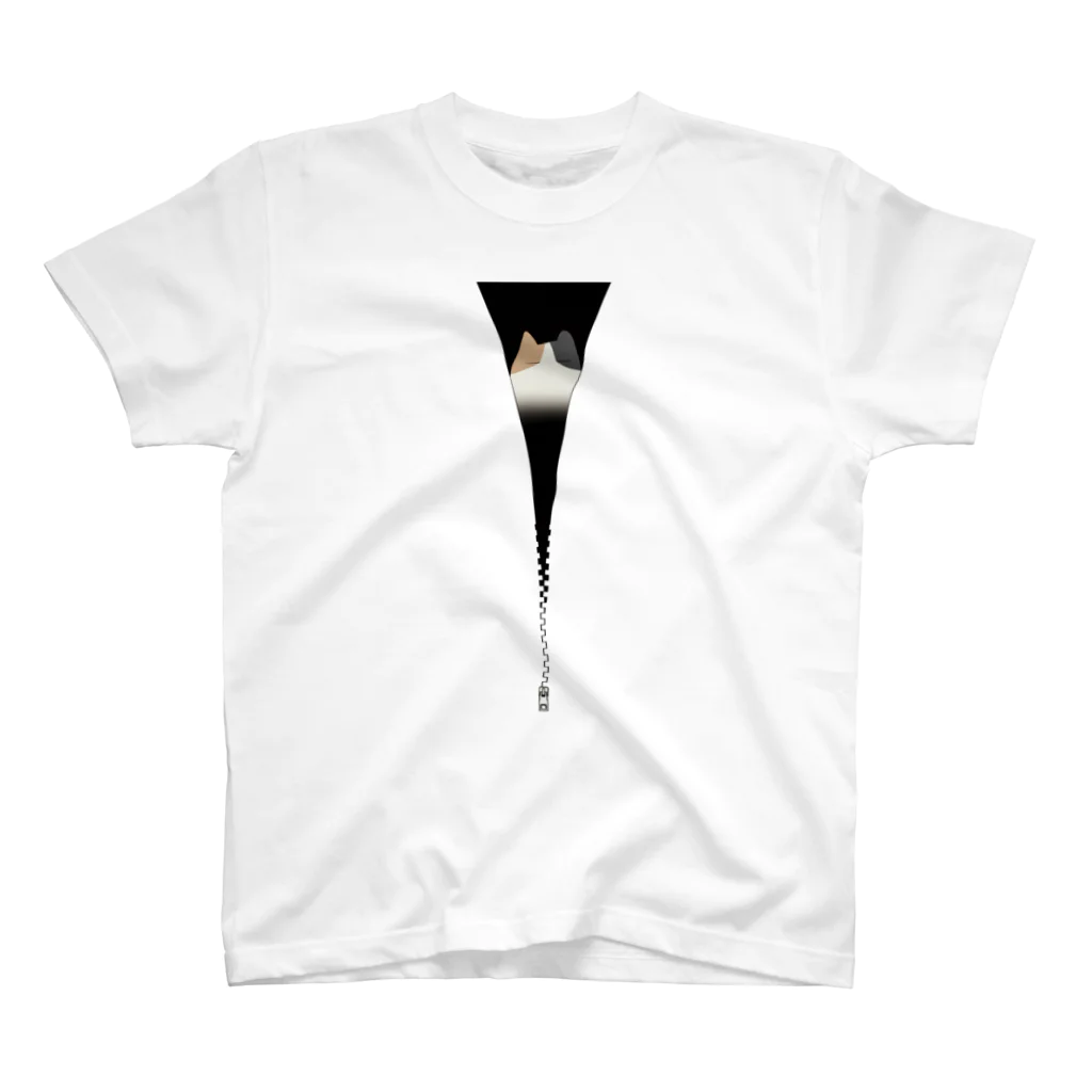 y-sasのファスナー猫　三毛もた スタンダードTシャツ