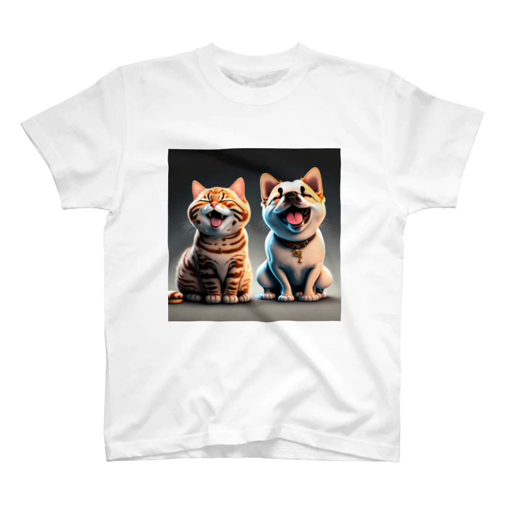 musashiyaのご機嫌な猫と犬 スタンダードTシャツ