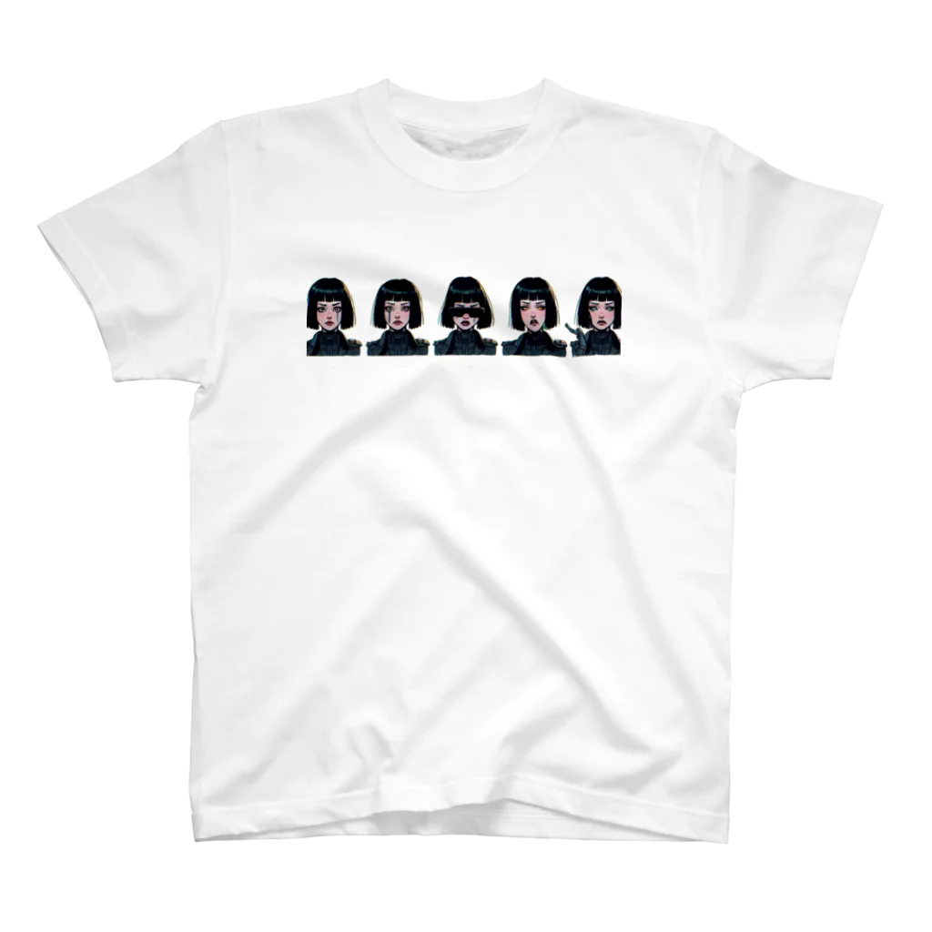 730naoの黒髪ボブのサイバーパンクの服装女子3 スタンダードTシャツ