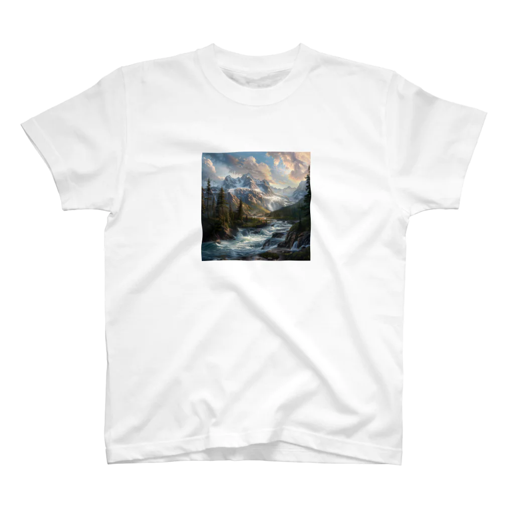 AQUAMETAVERSEの山から流れる川 スタンダードTシャツ