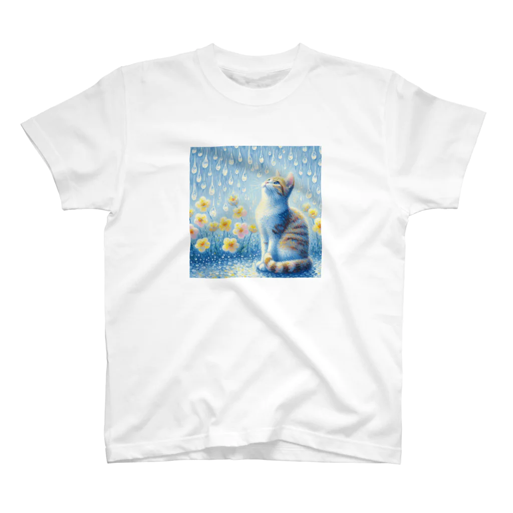 La-peaceの雨粒と猫 スタンダードTシャツ