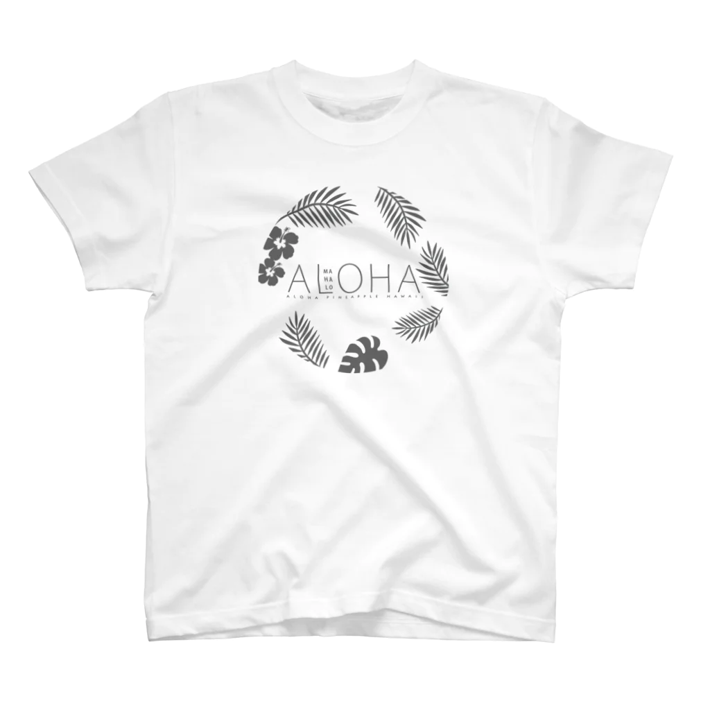 aloha_pineapple_hawaiiのボタニカル ALOHA 051 gray 티셔츠