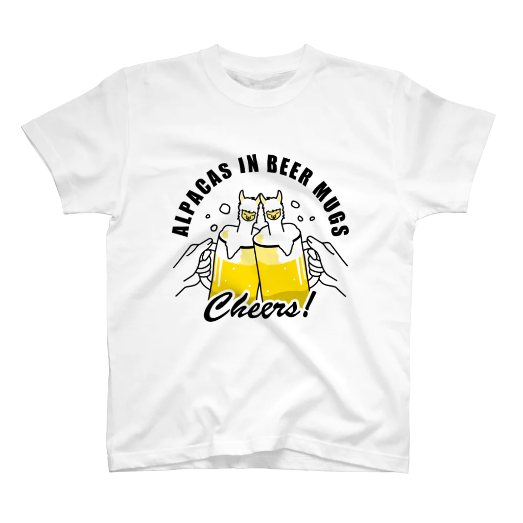 QROOVYのアルパカさん、生ビールで乾杯 pat01 Regular Fit T-Shirt