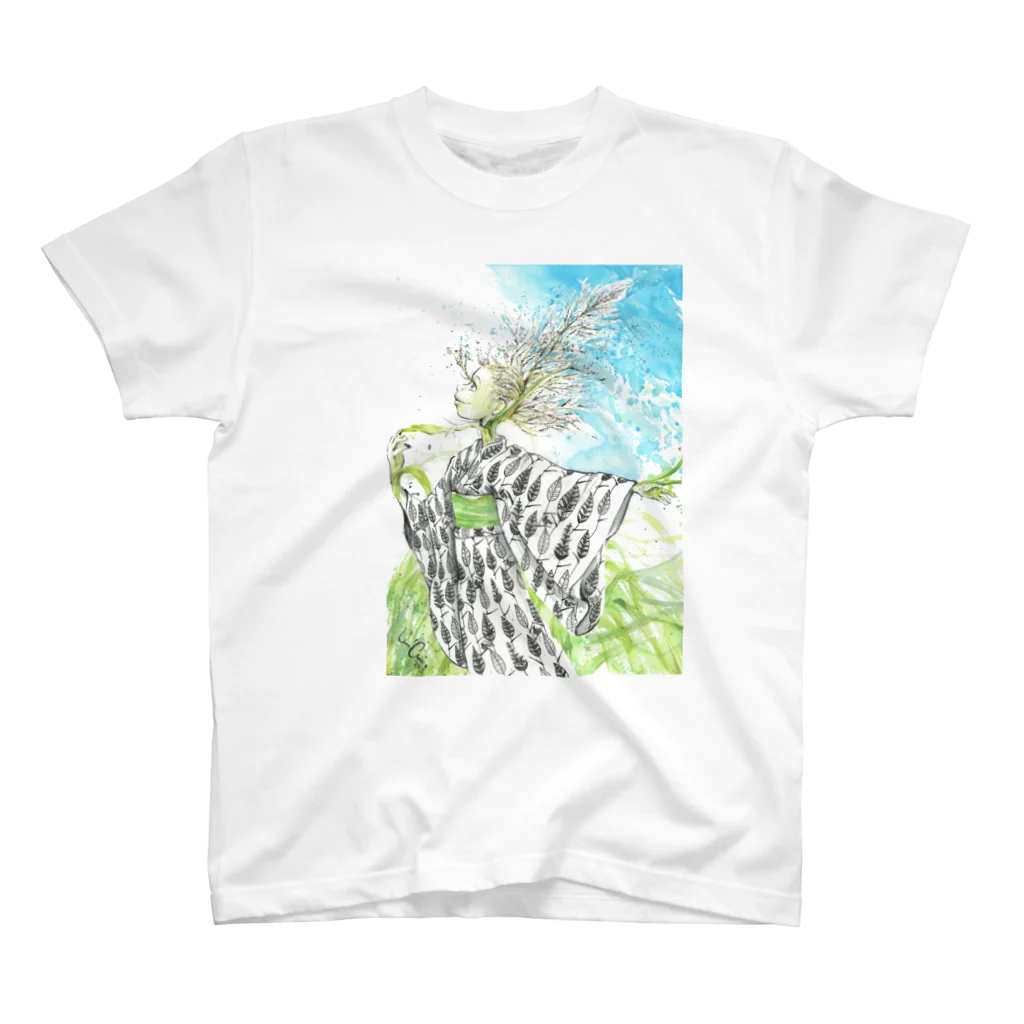 S_Bingata_NAHAのサトウキビ Girl Regular Fit T-Shirt