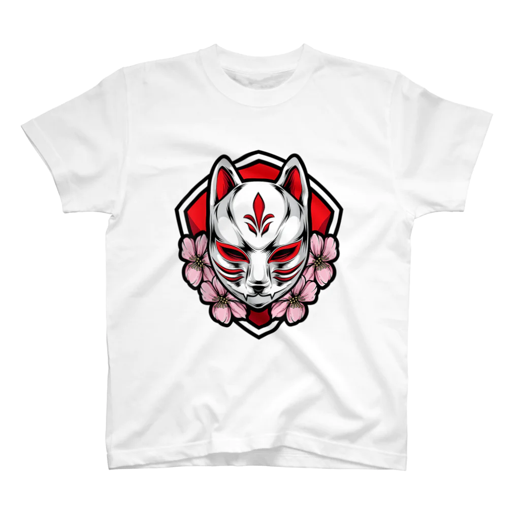 World_Teesのこの日本のアニメの九尾の狐の仮面は、神秘的な雰囲気を持ち、魅力的なキツネの魅力を表現しています。  Regular Fit T-Shirt