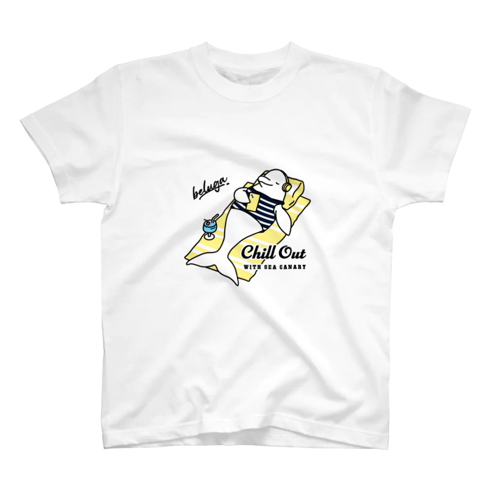 QROOVYのChill out シロイルカ君 スタンダードTシャツ