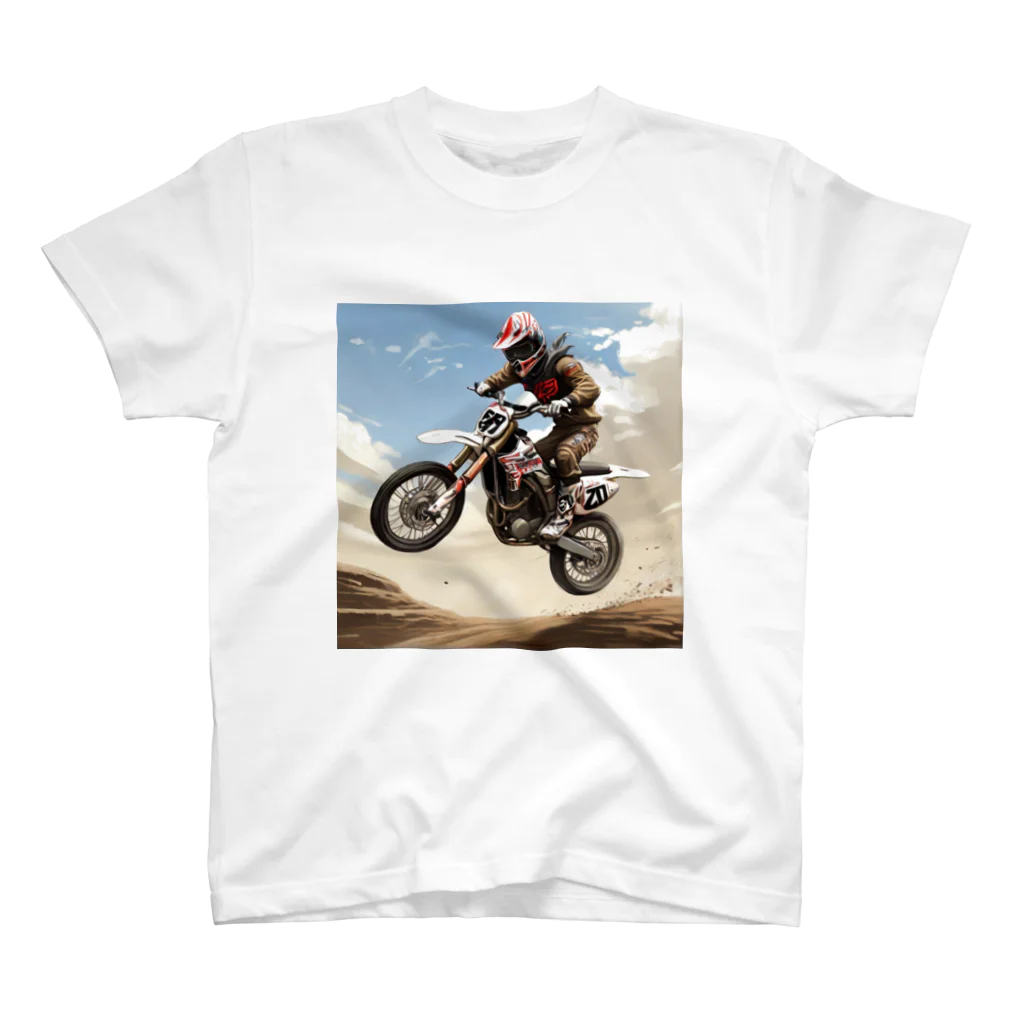 Bikers' Galleryのモトクロス ジャンプシーン アート オフロード バイク スタンダードTシャツ