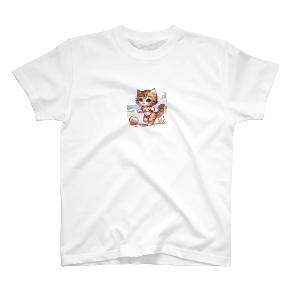 ANIMAL LOVERのビキニ猫の夏 Regular Fit T-Shirt