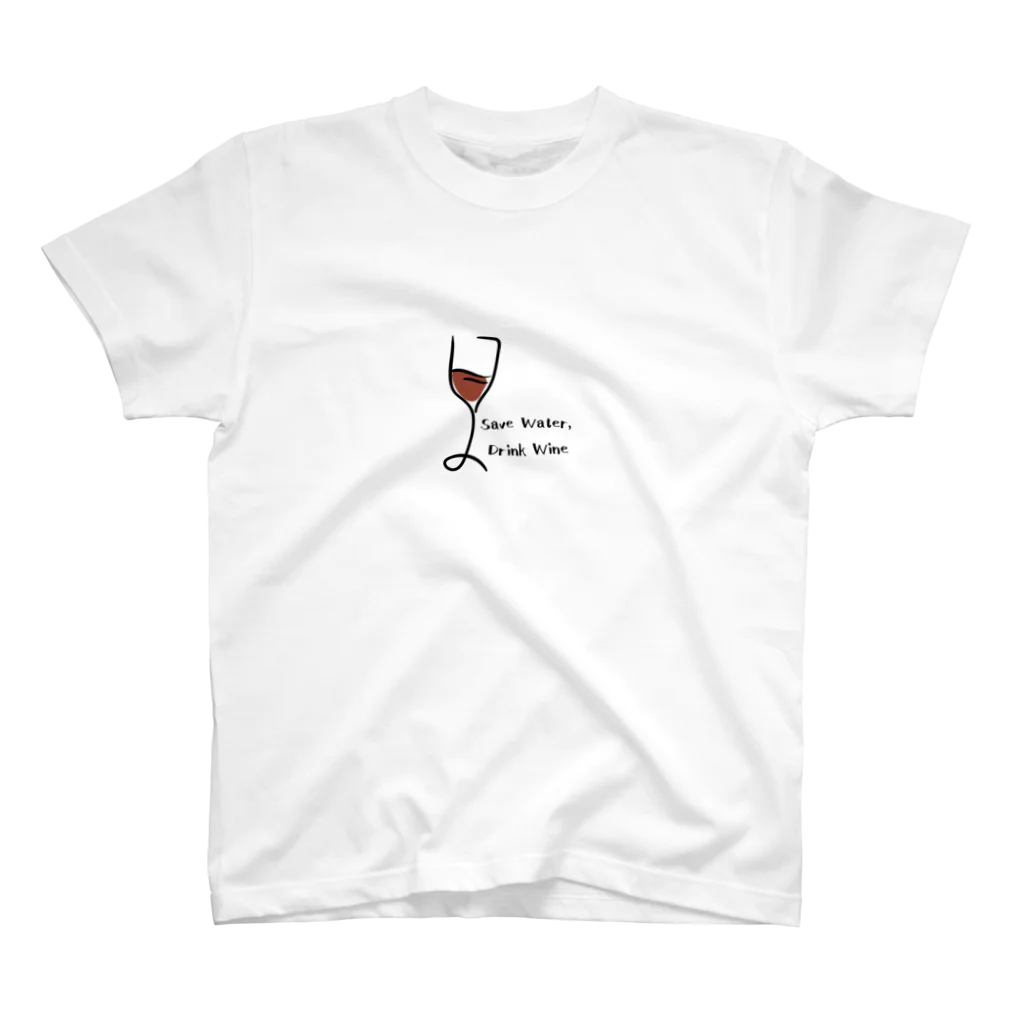 inuhakawaiiのSave Water, Drink Wine Regular Fit T-Shirt