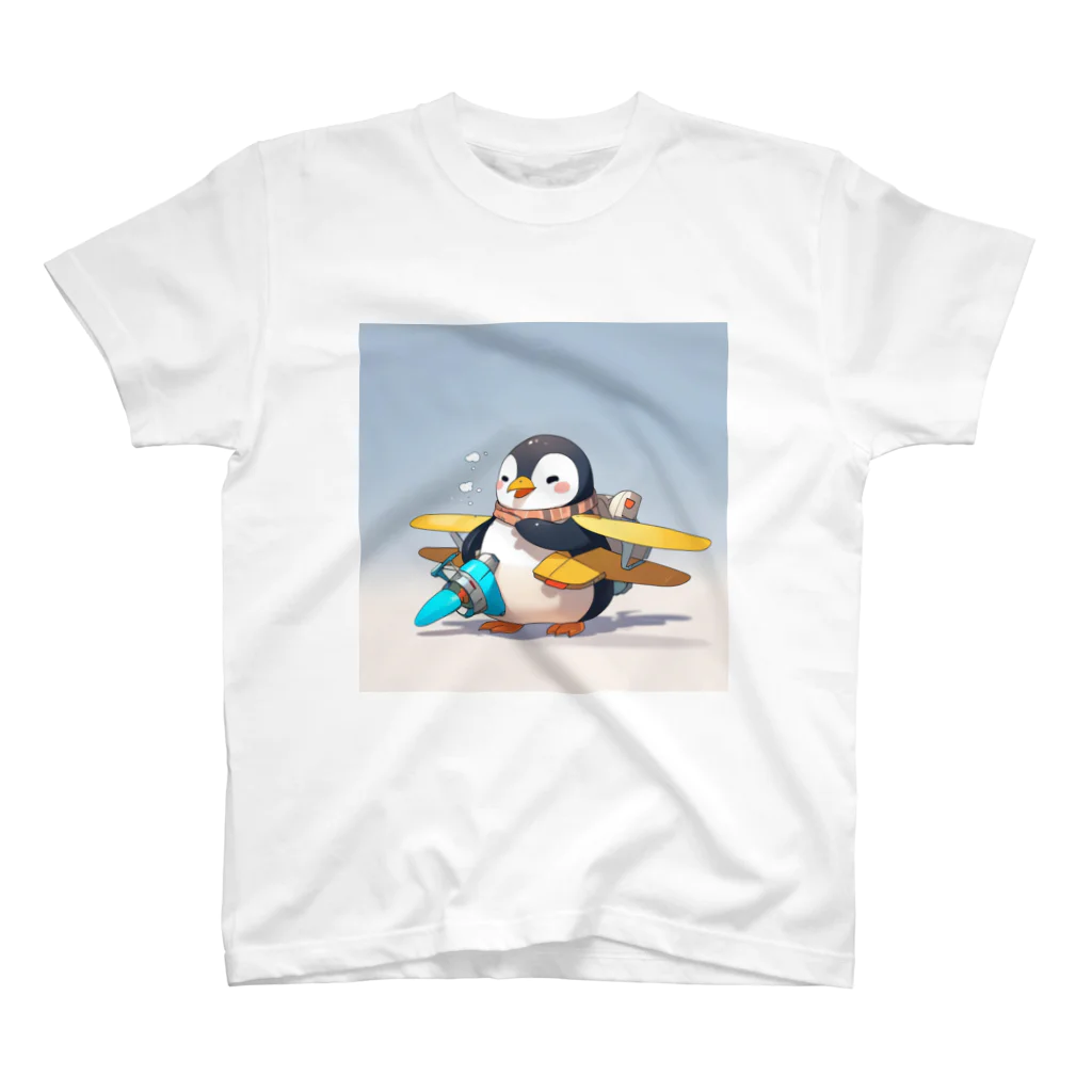 ganeshaのおもちゃの飛行機に乗ったかわいいペンギン スタンダードTシャツ