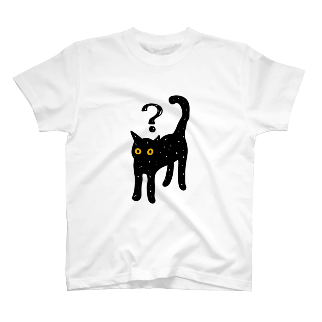 QROOVYのとぼける黒猫くん Regular Fit T-Shirt