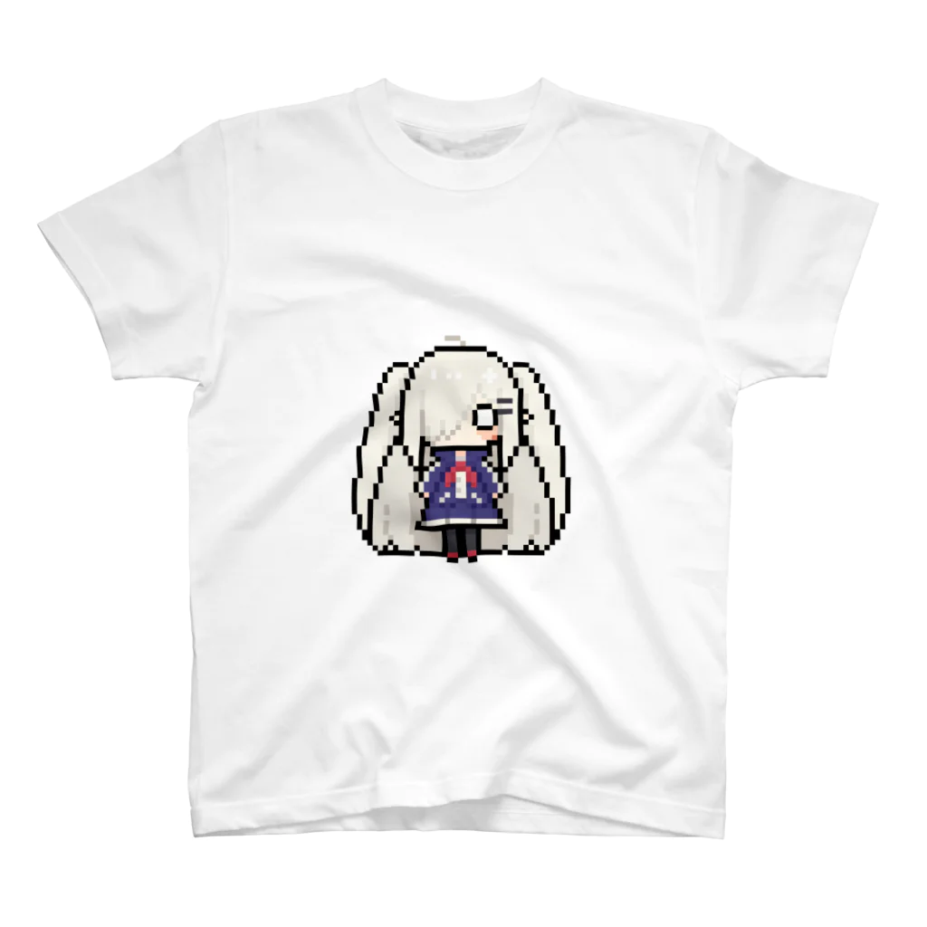 horidesuのドット絵の白髪ロング美少女 スタンダードTシャツ