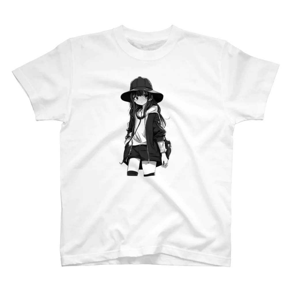 モノクロ美少女の悲しみ美少女モノクロ Regular Fit T-Shirt