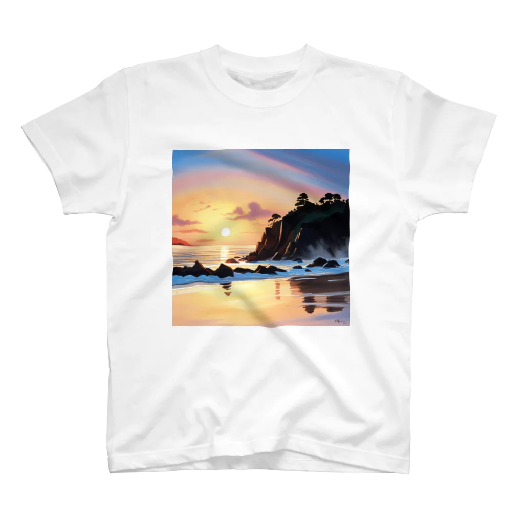 Chama's shopの海と夕日 Regular Fit T-Shirt