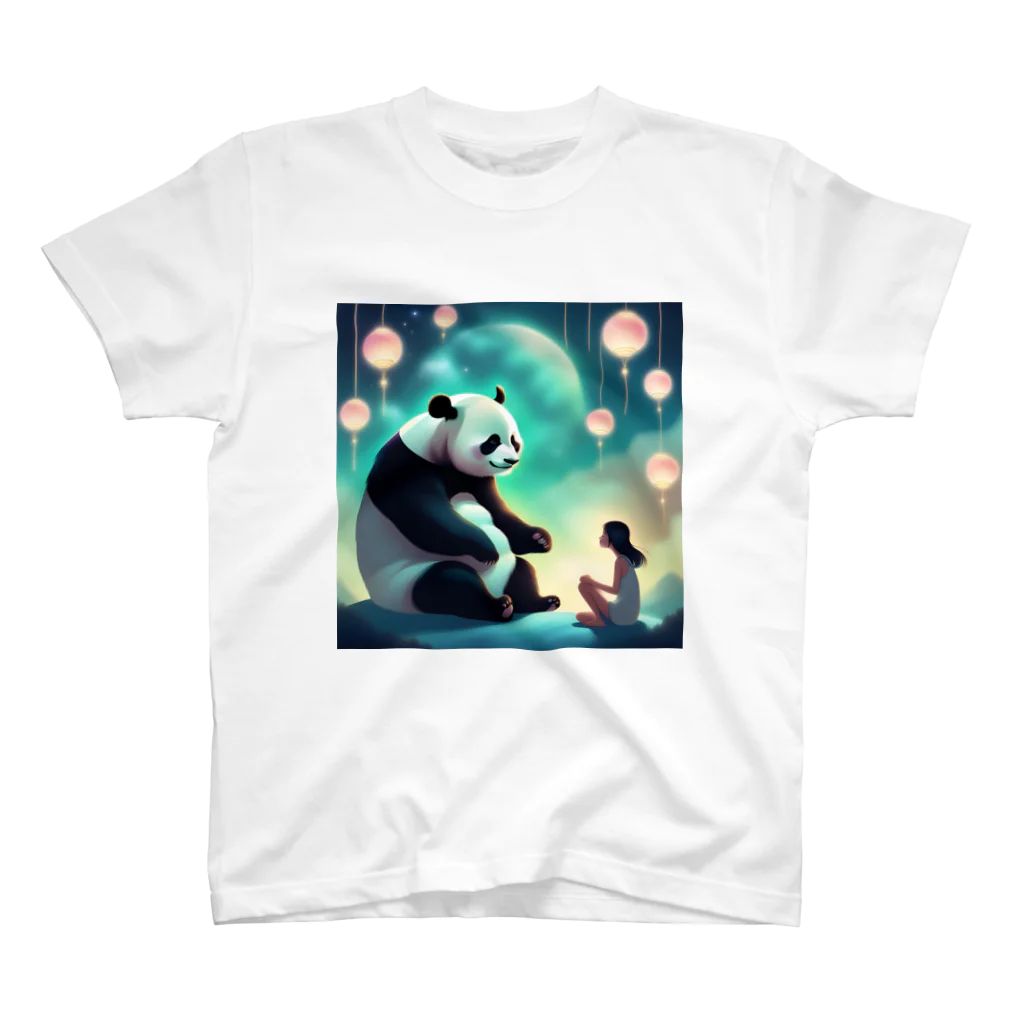 ぱんだ好きの店の月夜のパンダと女の子6 Regular Fit T-Shirt