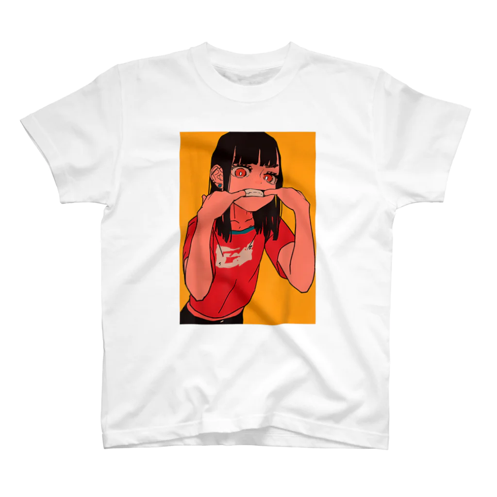 World_Teesのローファイエステティックなレトロ90年代の日本の妻（ワイフ）かわいいアニメガール スタンダードTシャツ