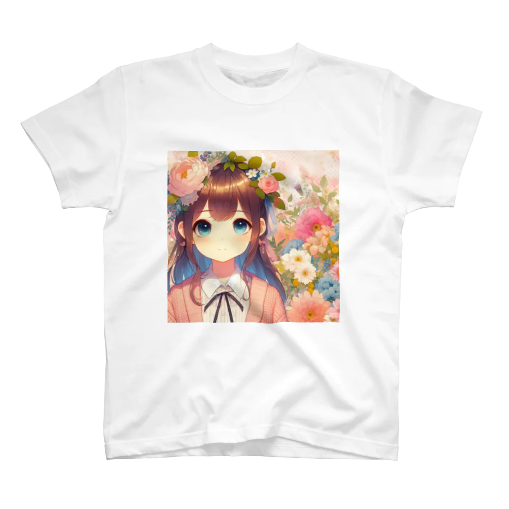 ピクセルパレットの可愛い女の子とお花10 スタンダードTシャツ