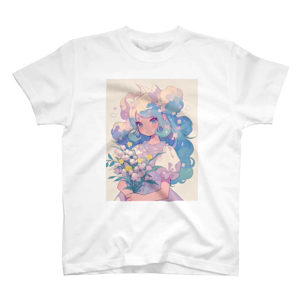 AQUAMETAVERSEの花束を持つた少女　なでしこ1479 スタンダードTシャツ