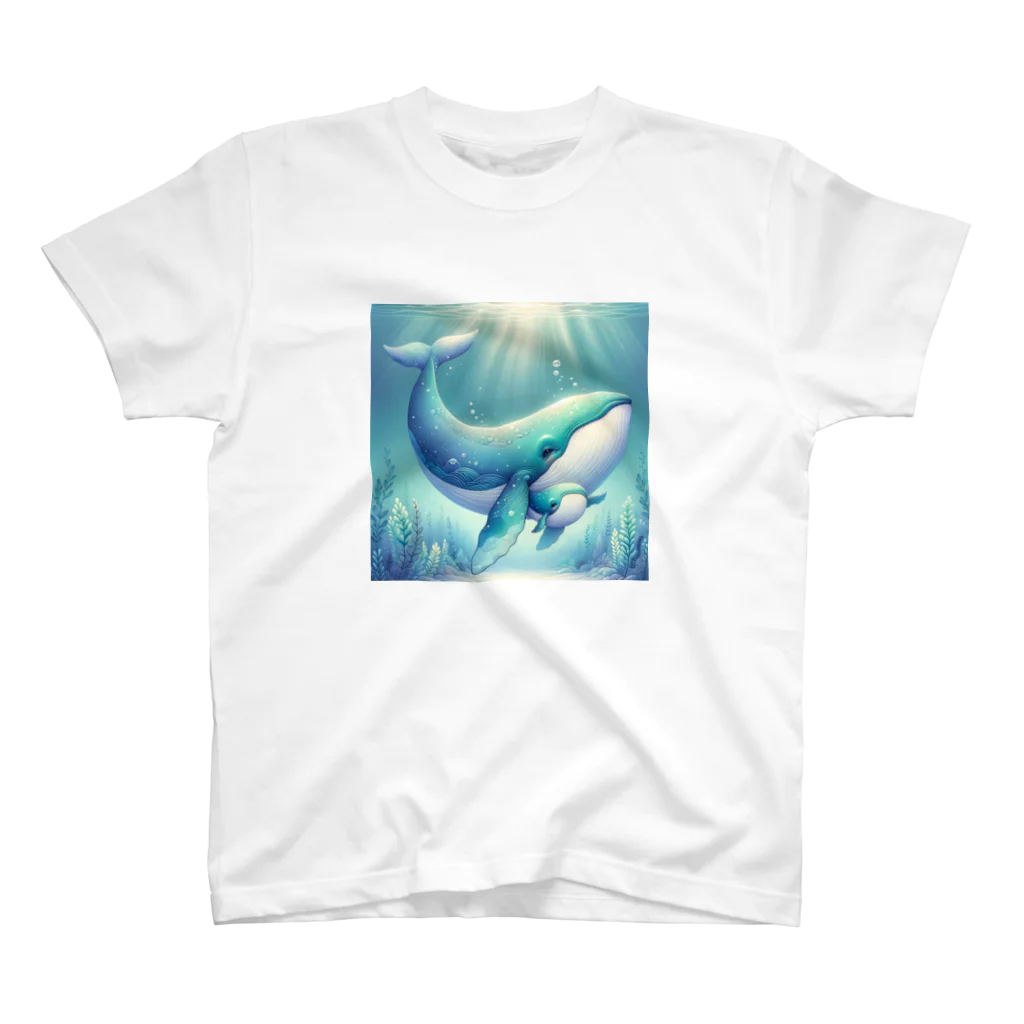 わくわく海の雑貨屋のほのぼのクジラの親子 Regular Fit T-Shirt