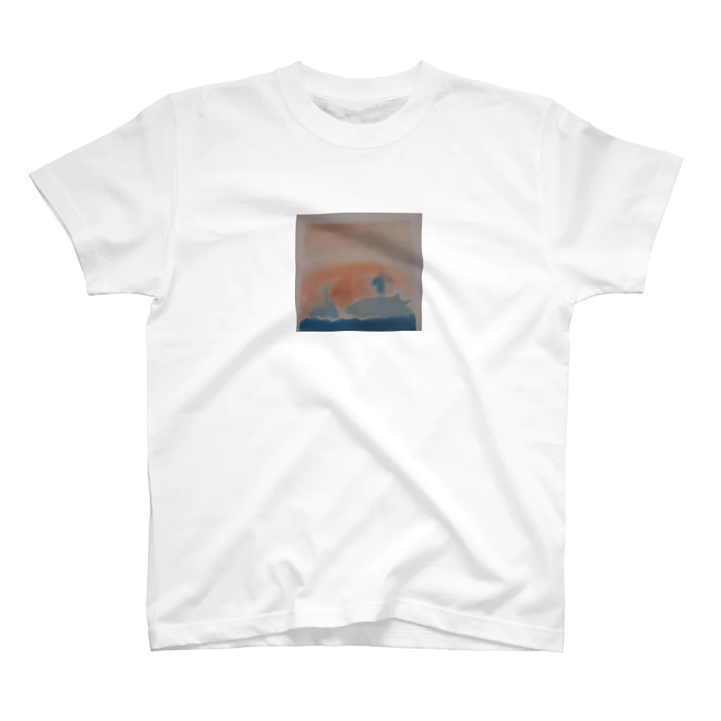 わくわく海の雑貨屋のやさしいクジラの親子 スタンダードTシャツ