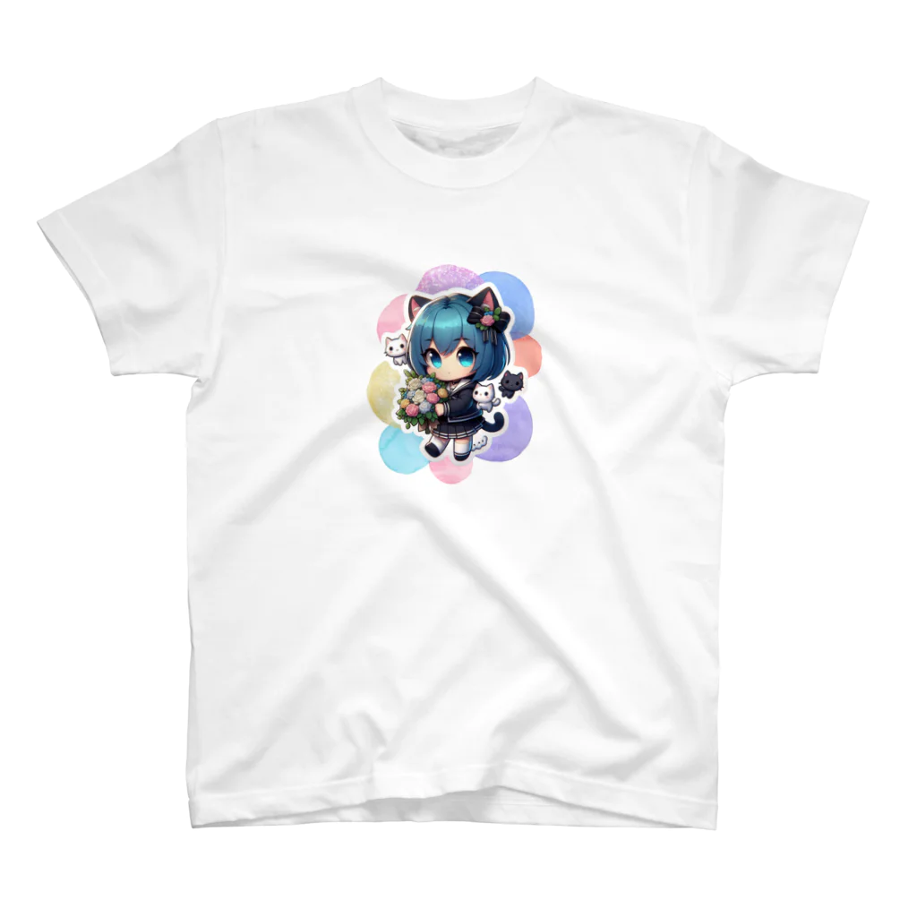 終わらない夢🌈の猫耳少女と猫たち スタンダードTシャツ