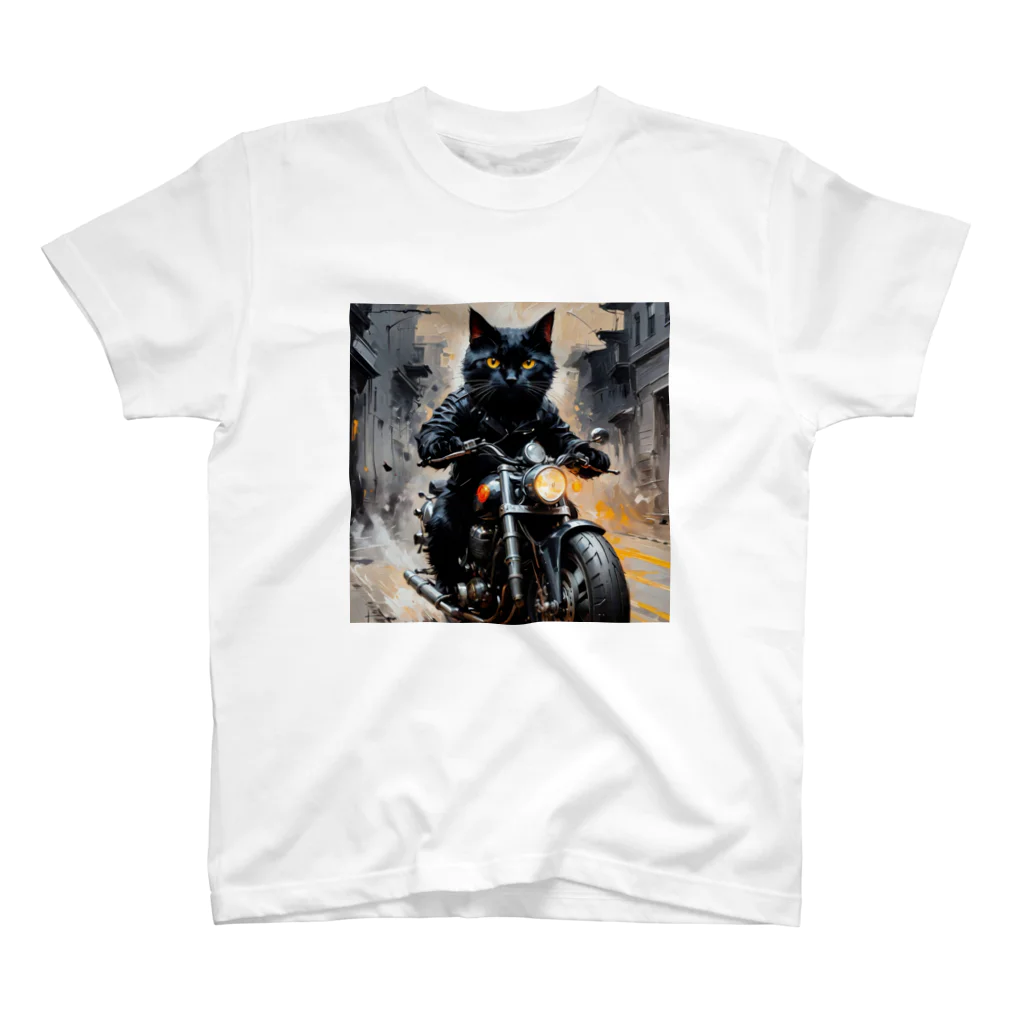 黒猫市場のファンキーな黒猫 スタンダードTシャツ