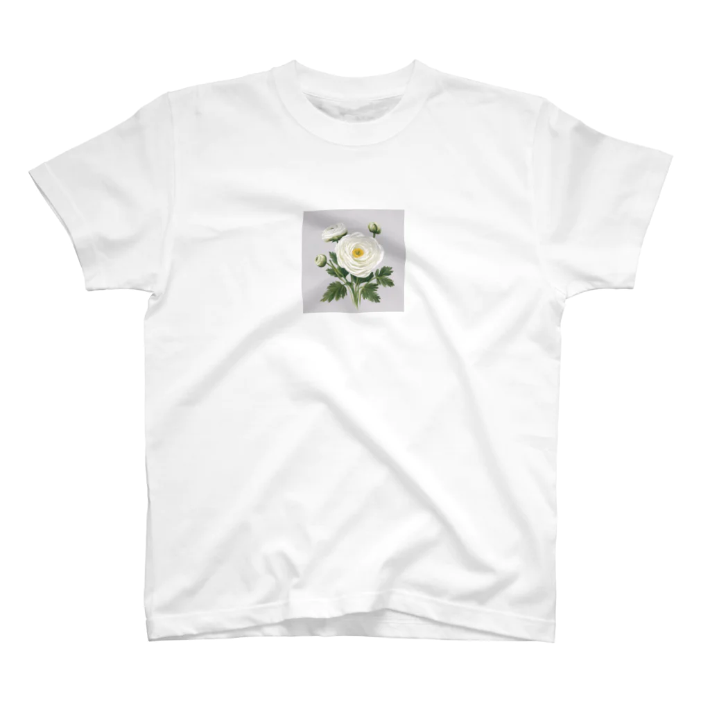 teatimeの白いラナンキュラス Regular Fit T-Shirt