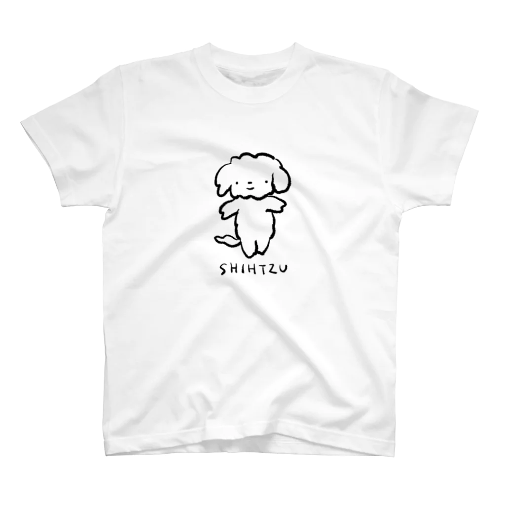 しろみさかなのシーズーさん（黒） スタンダードTシャツ