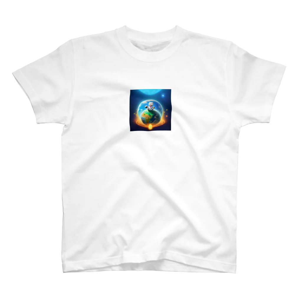 (^_^)はっぴーすまいるニコニコ『Happy Smile 2525』の惑星と仮想通貨の融合超越キャラ Regular Fit T-Shirt