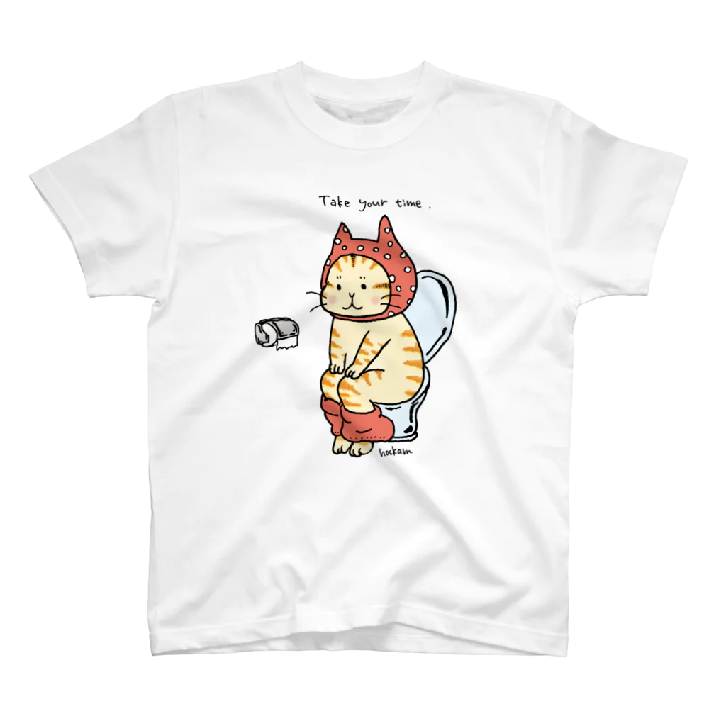 ほっかむねこ屋（アトリエほっかむ）のトイレねこ　オレンジ スタンダードTシャツ