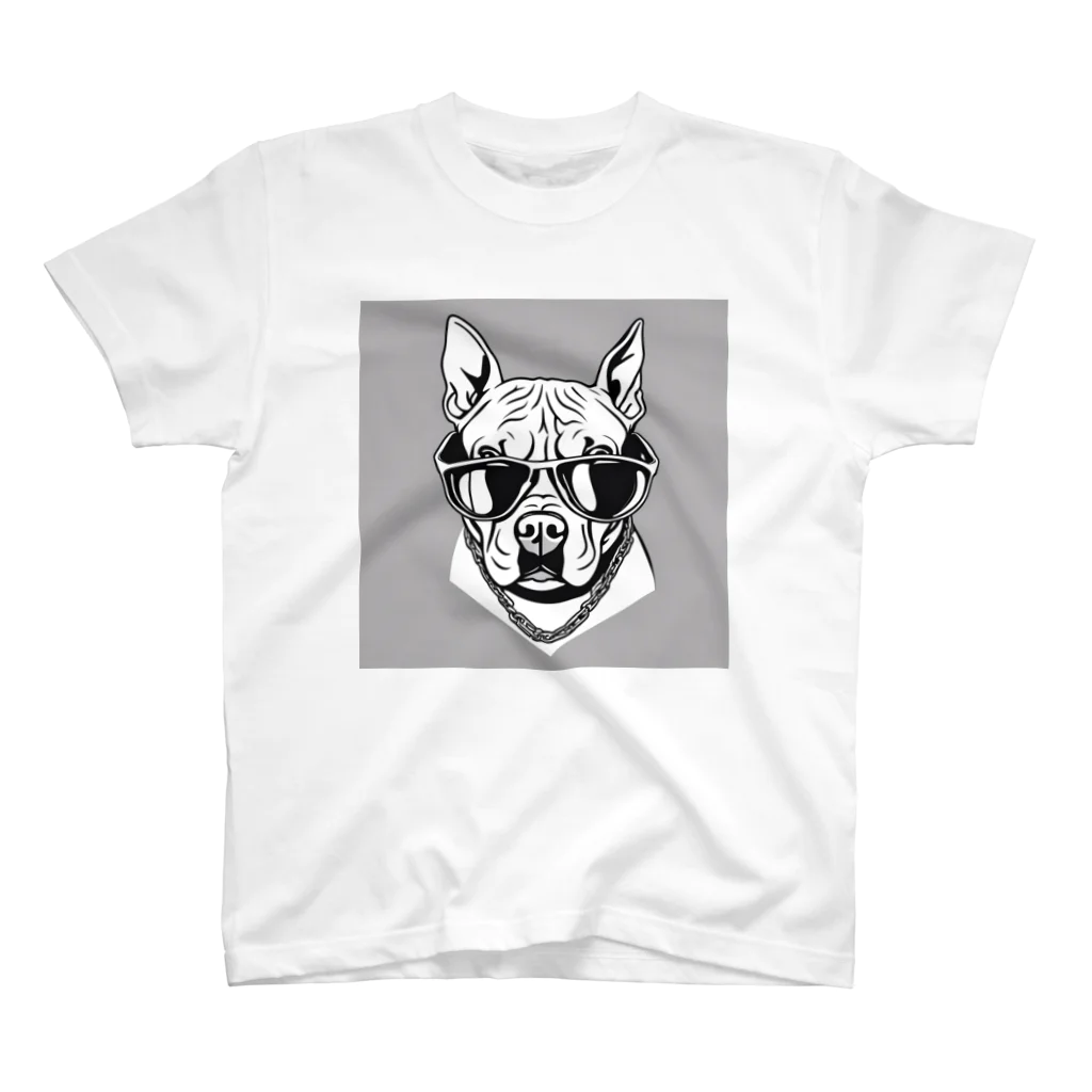 犬と◯◯のお店のサングラスをかけた犬(よくありそうなデザイン) スタンダードTシャツ