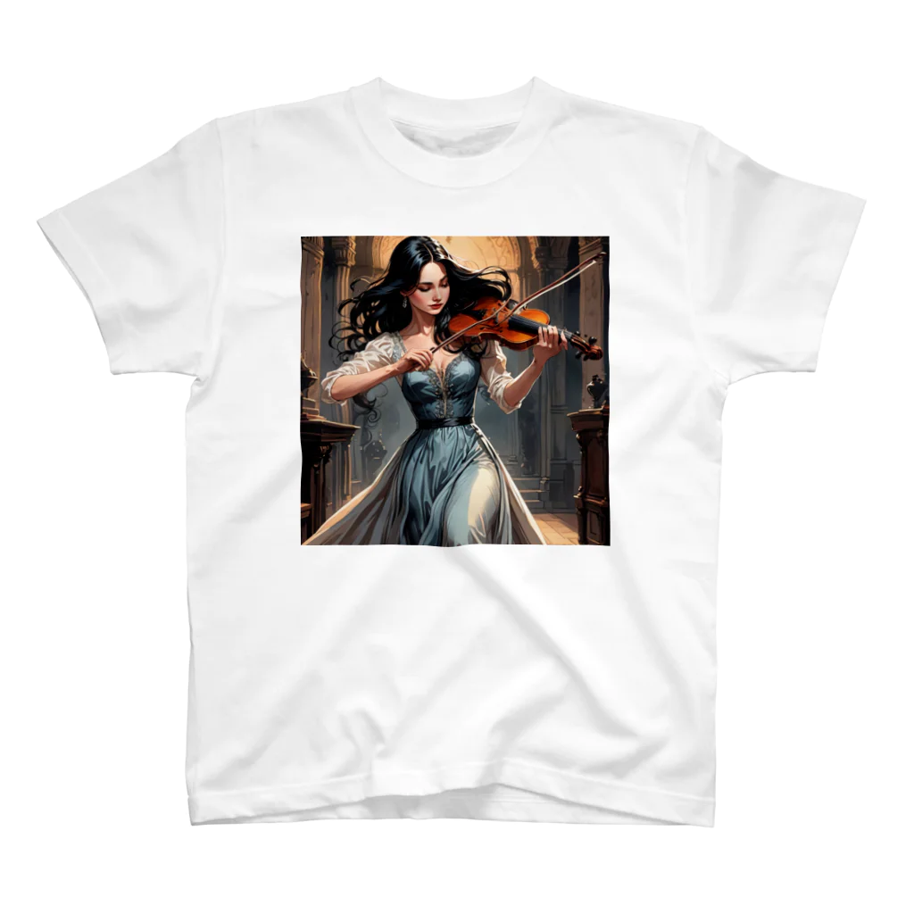 Afiricoのバヨリンを弾く美しい女性 スタンダードTシャツ