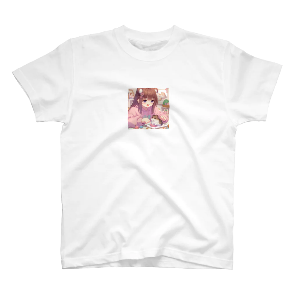 ウツボちゃんのハムスターを可愛がる女の子 スタンダードTシャツ