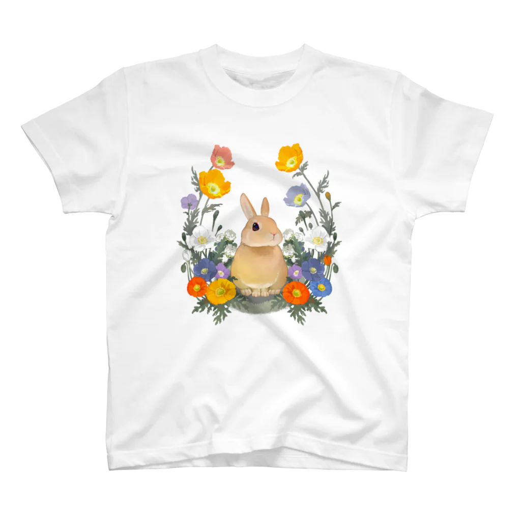 MIdesignの花とうさぎ Regular Fit T-Shirt