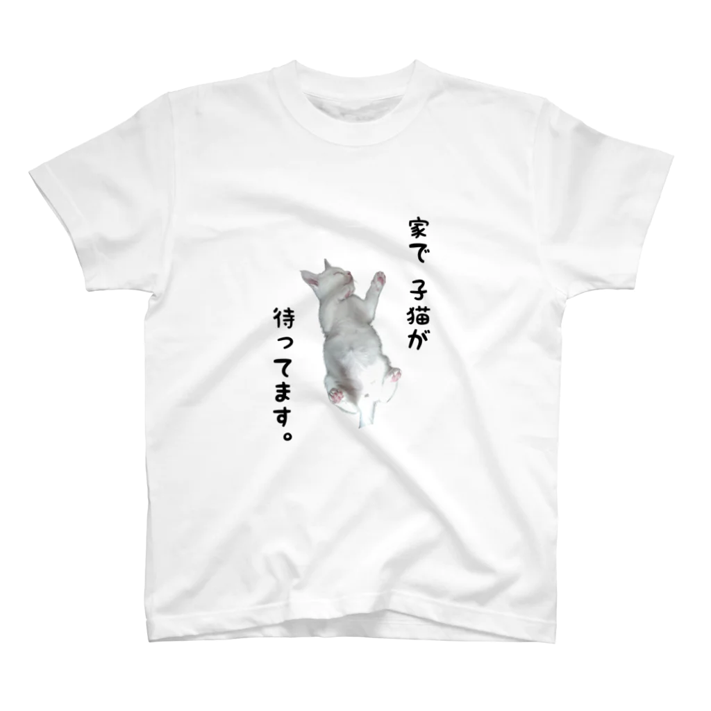 Miyagawa_nekoの家で子猫が   写真･黒文字 スタンダードTシャツ