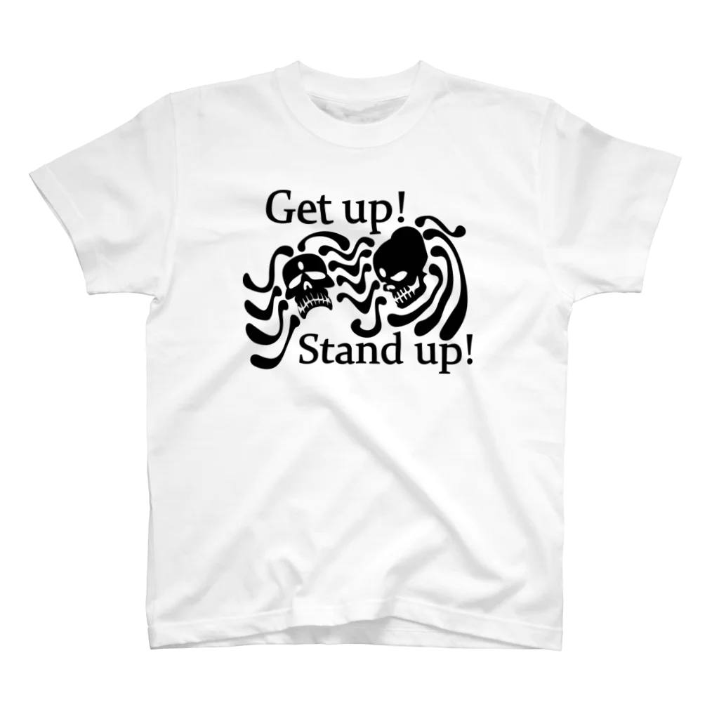 『NG （Niche・Gate）』ニッチゲート-- IN SUZURIのGet Up! Stand Up!(黒) Regular Fit T-Shirt