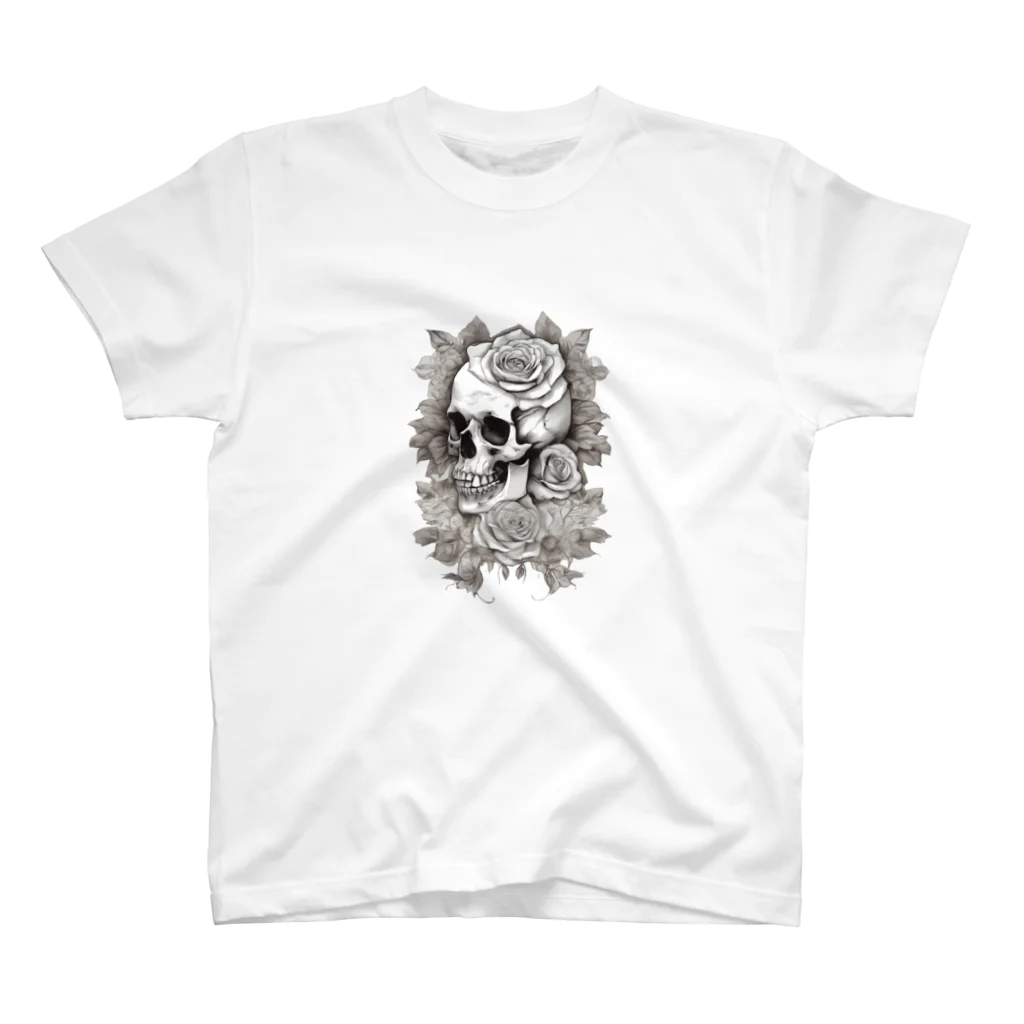 japanese-creatorの骸骨　薔薇　デザインTシャツ　アート　グラフィック Regular Fit T-Shirt