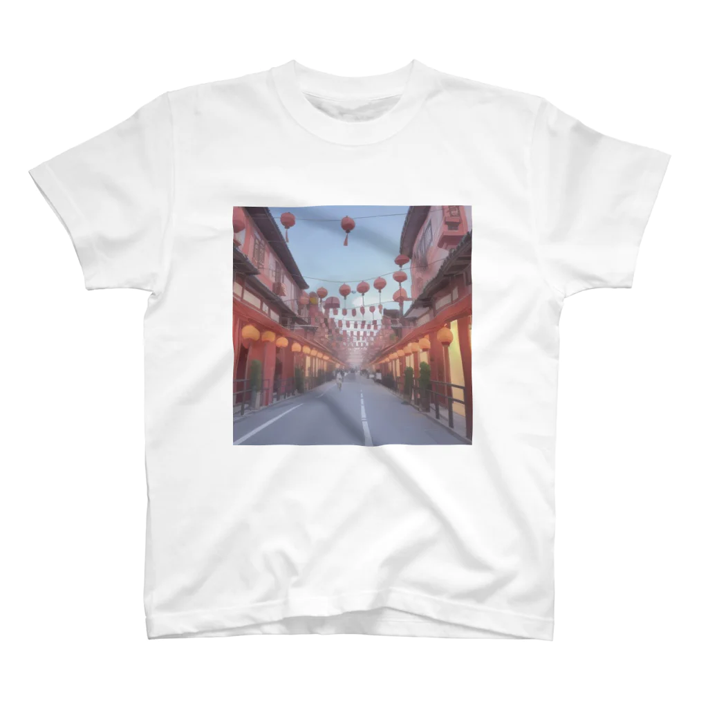 wine_wineのレトロ中華街の風景 スタンダードTシャツ