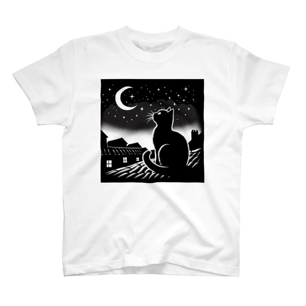 どさんこびより日和の月夜の猫 Regular Fit T-Shirt