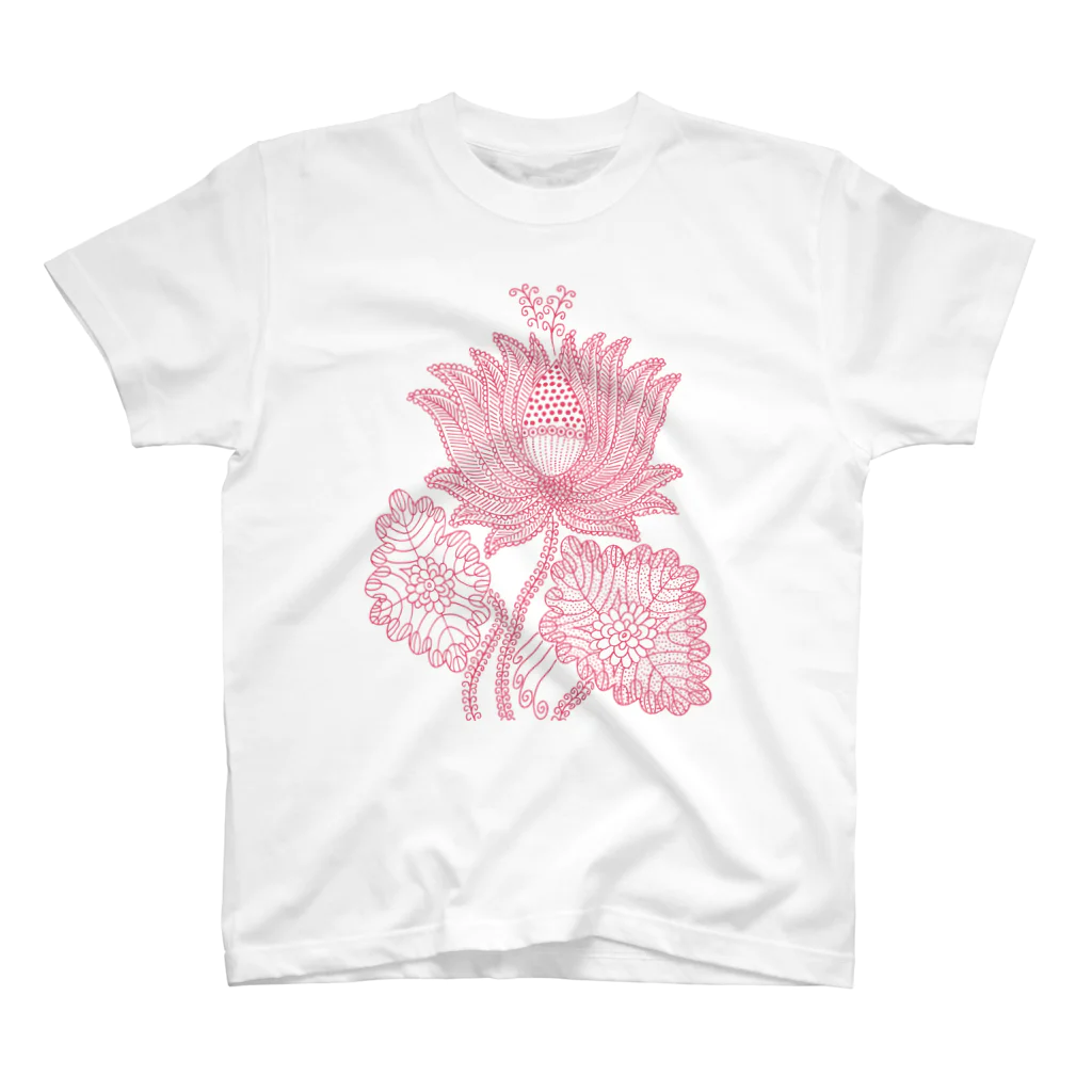 TSUTOMUiDaのTSUTOMUiDa_drawing38_RED LOTUS Regular Fit T-Shirt