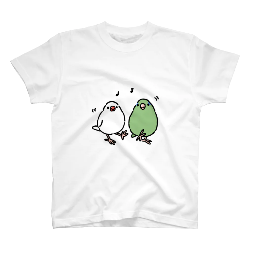 小鳥ハウスの文鳥とマメルリハインコ Regular Fit T-Shirt