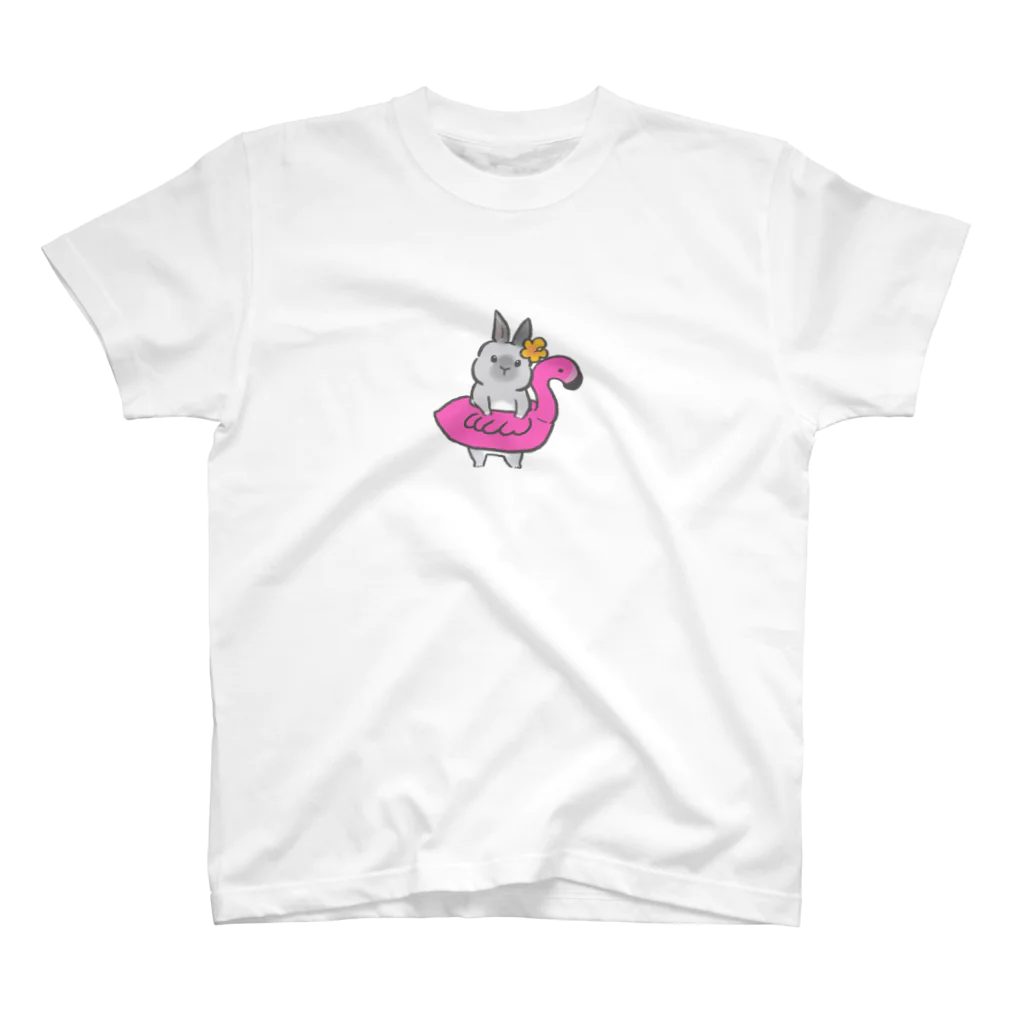 うさぽんのフラミンゴうきわのうさぎさん スタンダードTシャツ