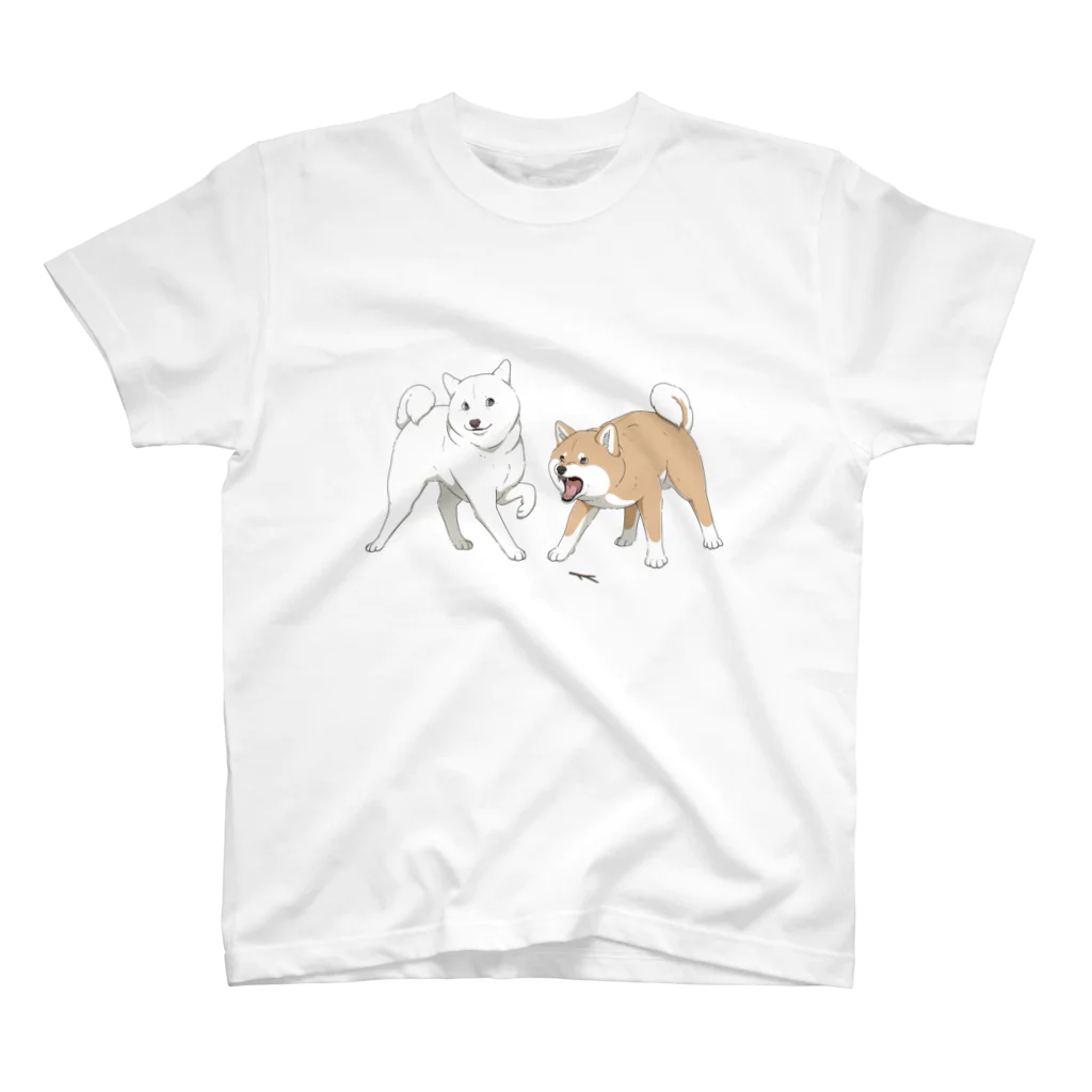 Azuma_tanukiの-阿吽- 柴犬(白×赤) スタンダードTシャツ