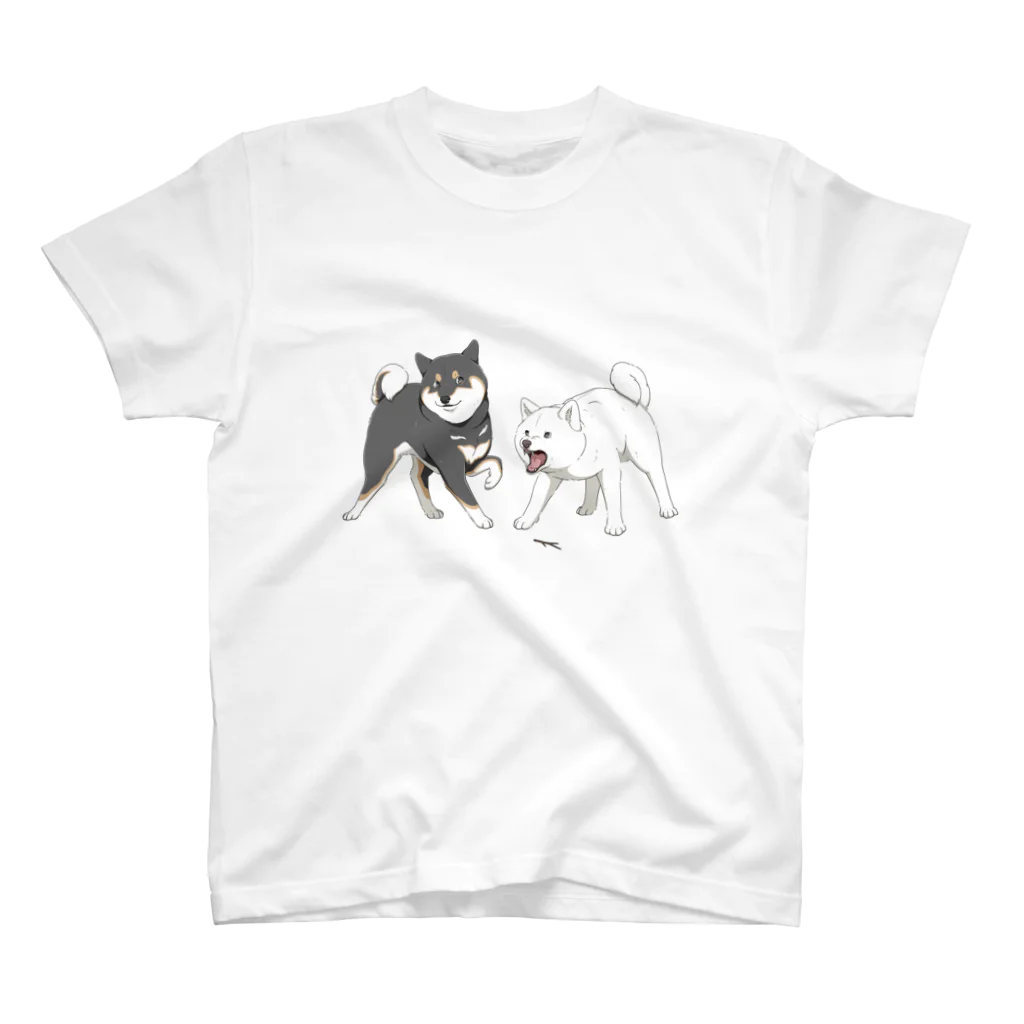 Azuma_tanukiの-阿吽- 柴犬 (黒×白) Regular Fit T-Shirt