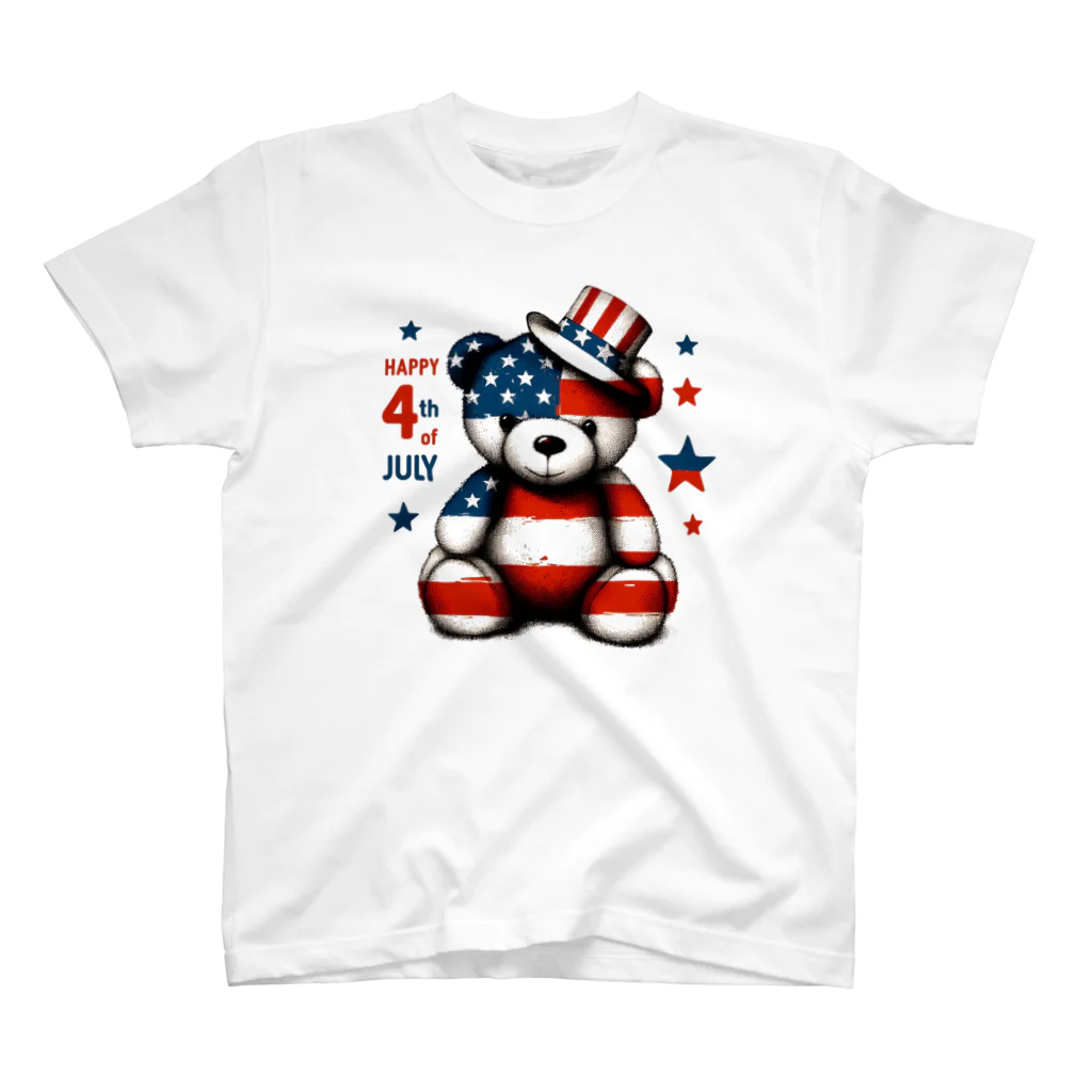 HappyFaceMarketのアメリカ独立記念日テディベア Happy 4th of July Regular Fit T-Shirt