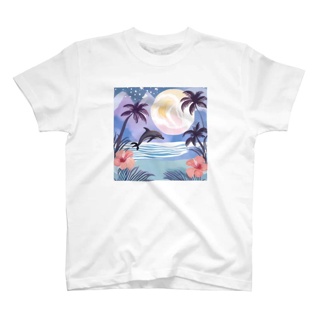ハワイライフのイルカと満月 Regular Fit T-Shirt
