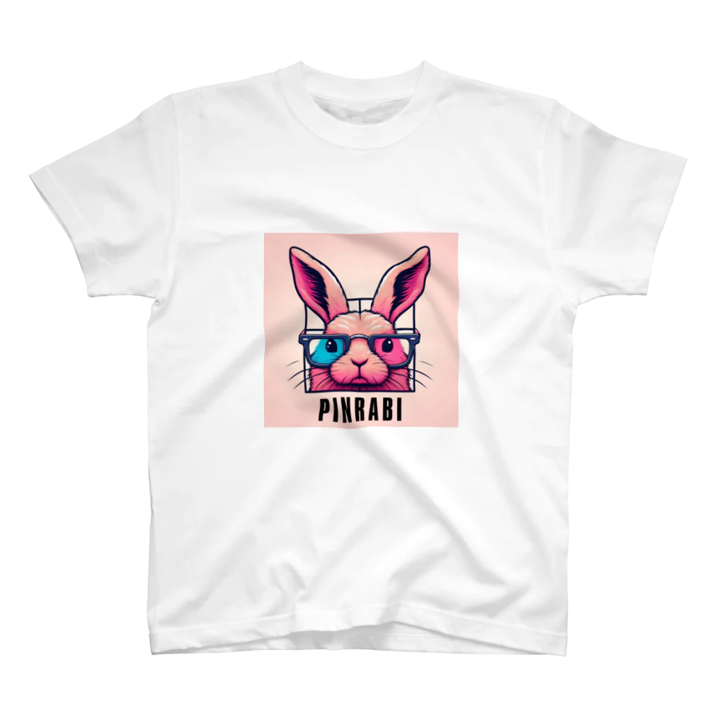 pinrabi【ピンラビ】のPINRABI【クールで個性的なピンクのウサギ】 スタンダードTシャツ