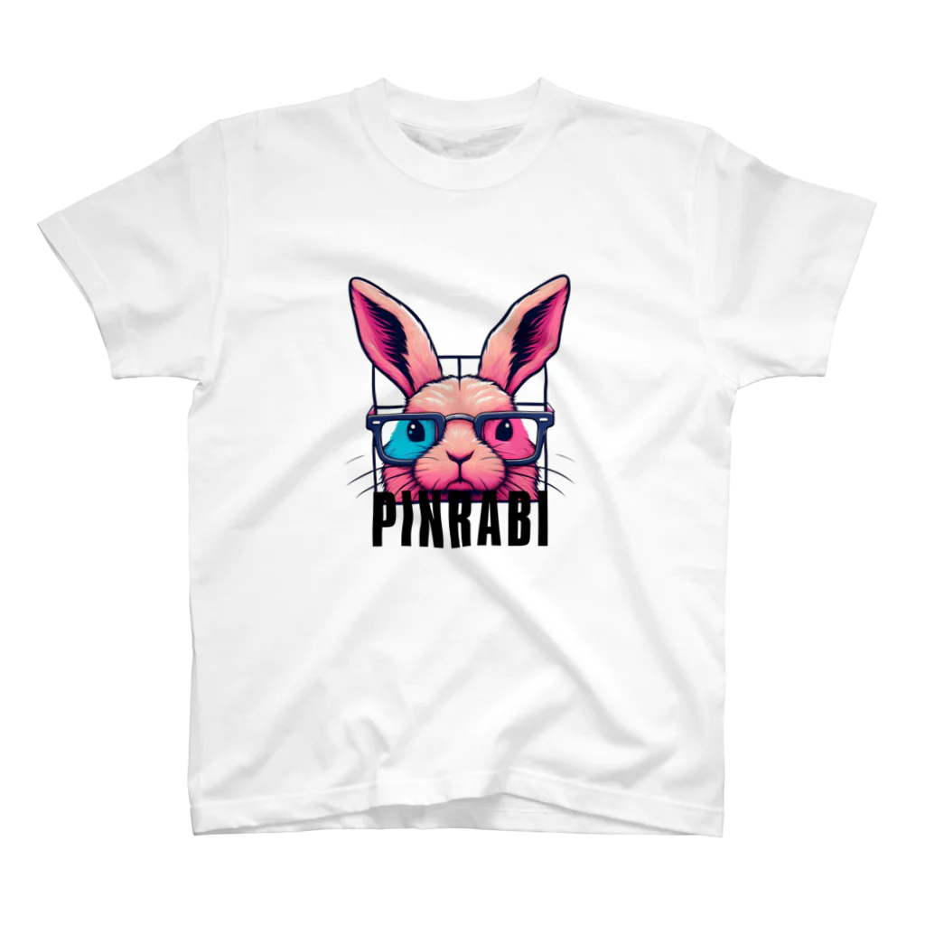 pinrabi【ピンラビ】のPINRABI【クールで個性的なピンクのウサギ】 スタンダードTシャツ