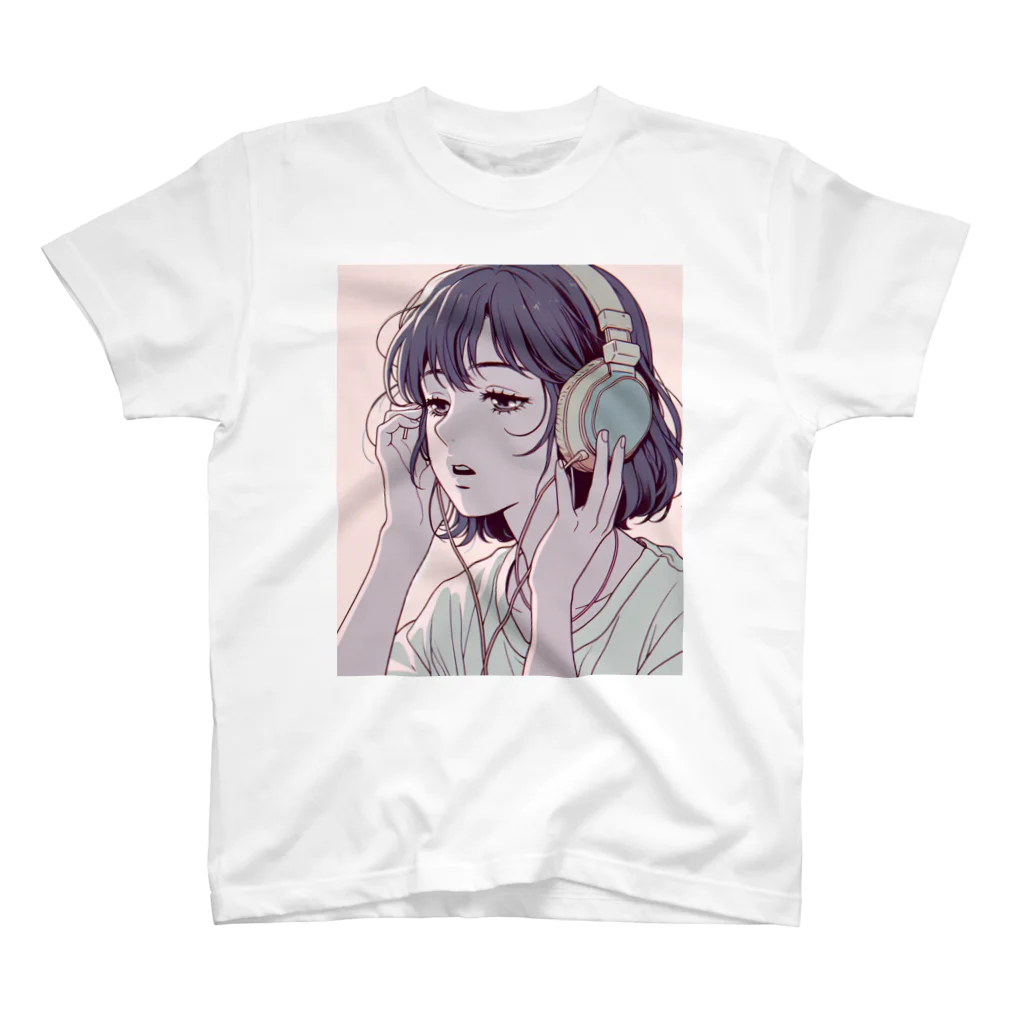 lamlamのヘッドフォンをしている女の子 スタンダードTシャツ