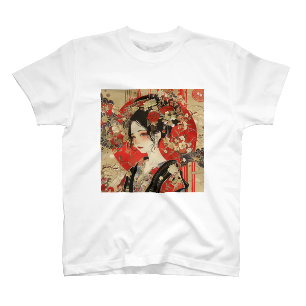 Matsurika_Itsukaの日の丸と和服女性 スタンダードTシャツ